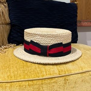 Scala gondola braided Laichow Straw Boater Hat, size XL, new with no tag.